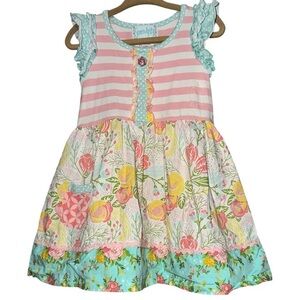Serendipity by Shrimp & Grits Kids Size 2 3T Pink Blue Floral Mixed Print Dress